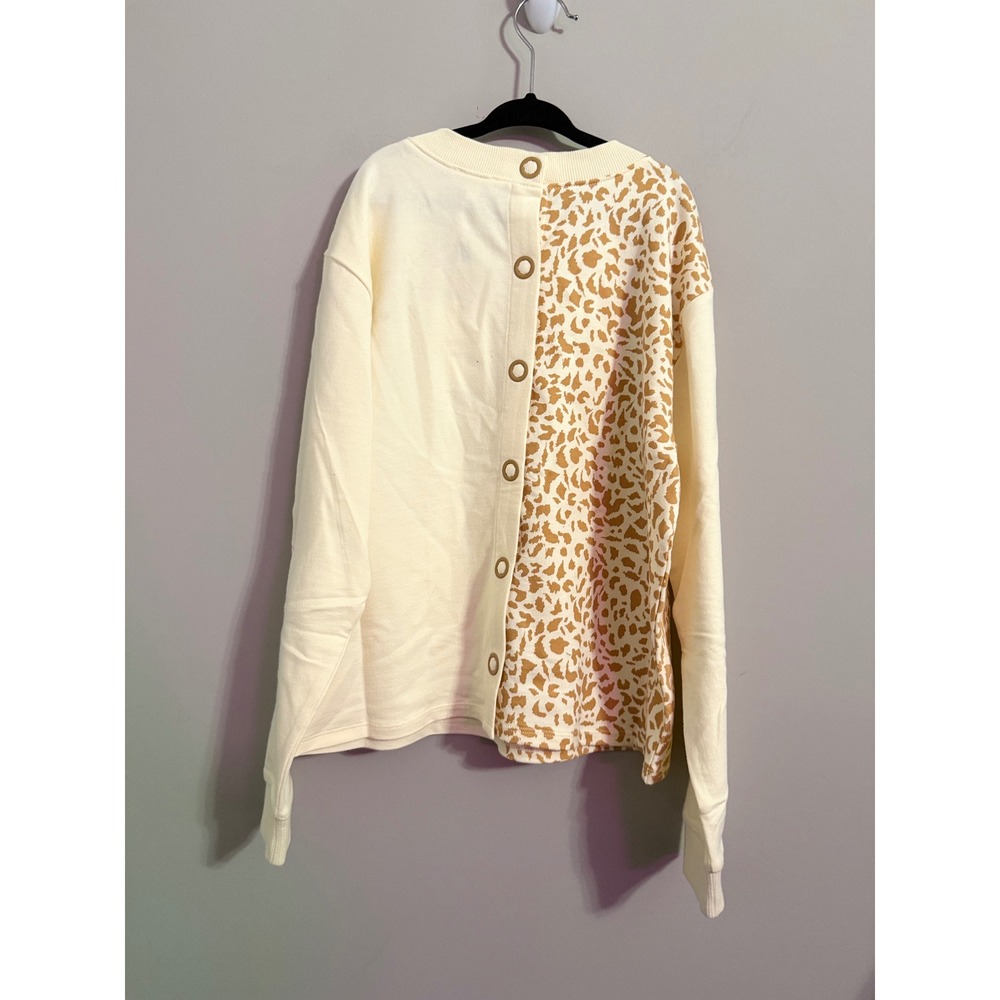 Finding Foxtale Tiger Animal Print Sweatshirt Crewneck Cream Size 12 - Picture 3 of 5